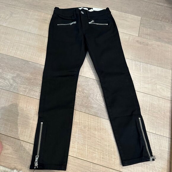 LOFT WOMENS SIZE 0/25 PETITE BLACK JEANS ZIPPER ACCENTS NEW - Picture 2 of 9